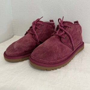 Ugg Neumel chukka boots pink/purple suede leather lace up sheepskin Sz8 women’s